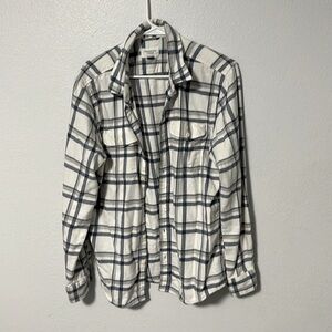 American Eagle White and Blue Button Up